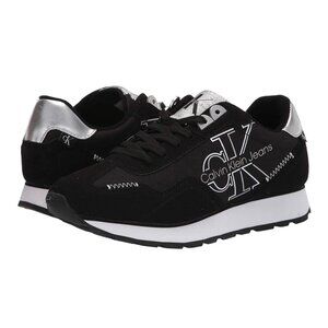 Calvin Klein EDEN Men's Low-Top Lace-Up Sneakers Black/Silver Size 8 M